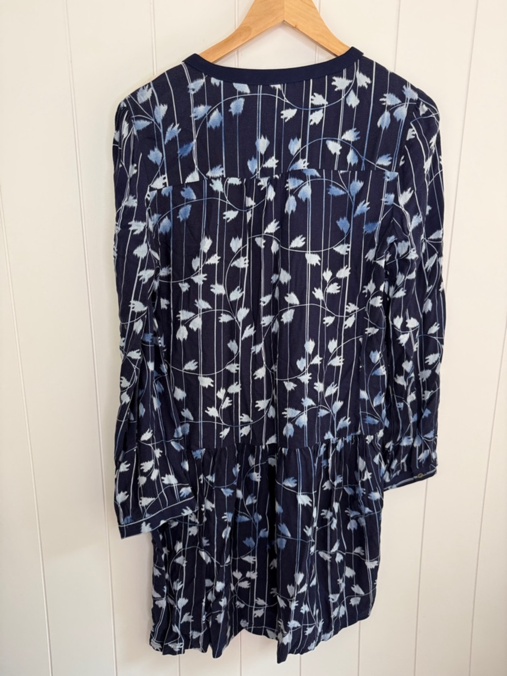 Anthropologie Semele Floral Shirt Dress Floral Embroidered Long-Sleeve Blue M - Picture 10 of 13